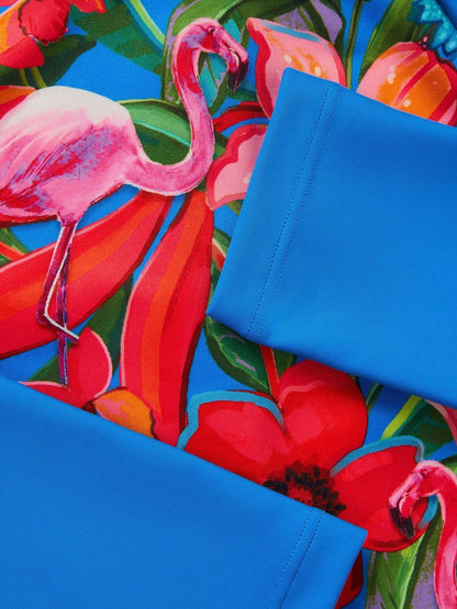Monsoon Blue Tropical UPF50+ Long Sleeve Swimsuit image 3