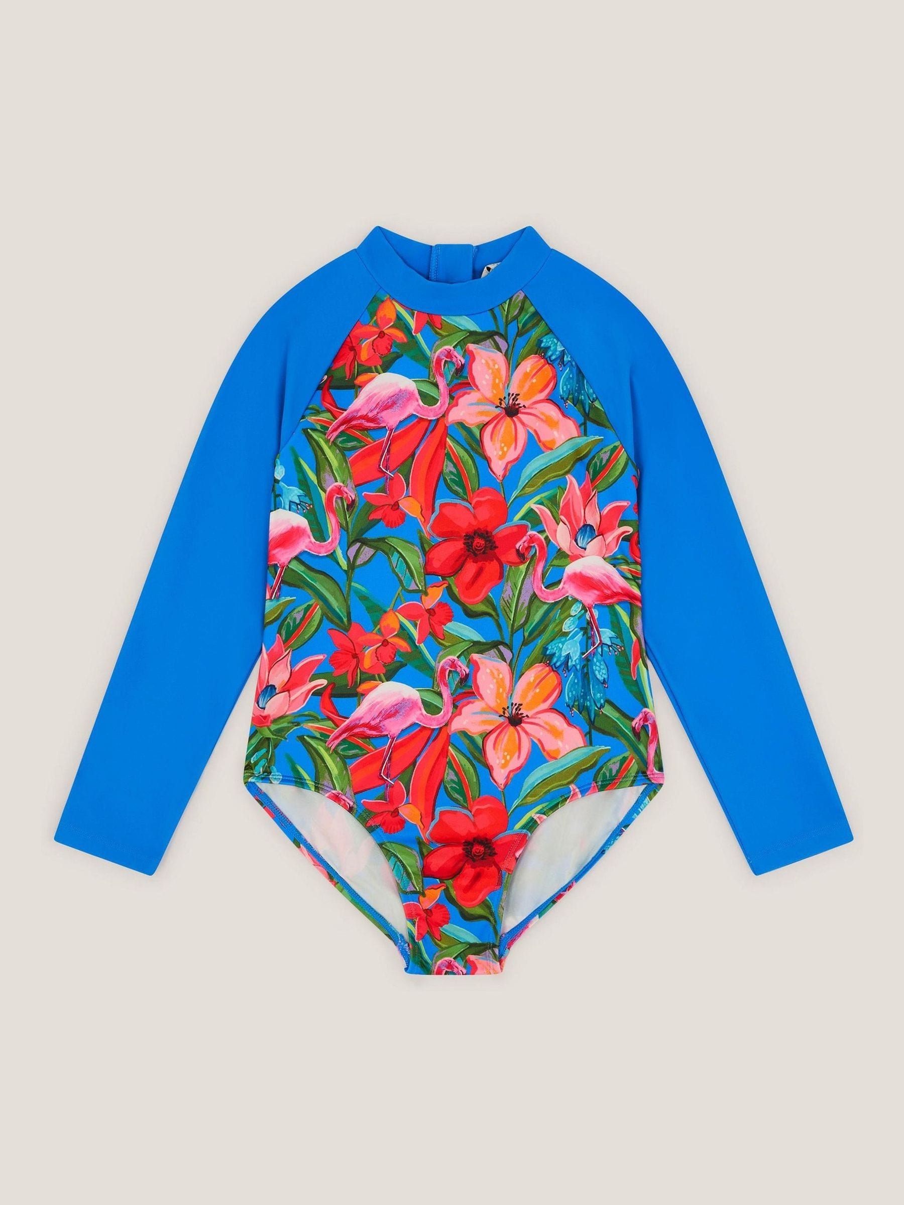 Monsoon Blue Tropical UPF50+ Long Sleeve Swimsuit image 1