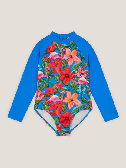 Monsoon Blue Tropical UPF50+ Long Sleeve Swimsuit image 1