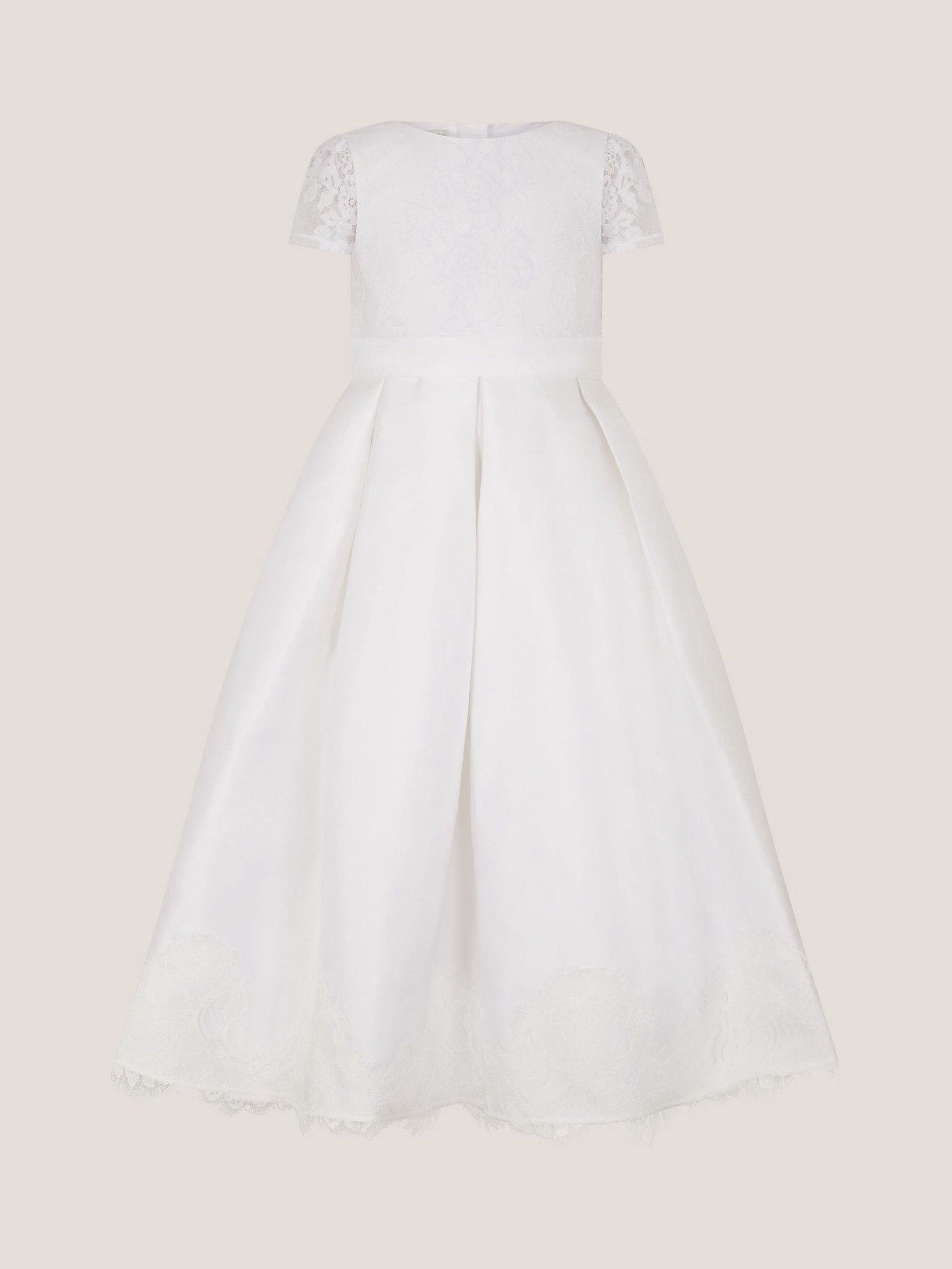 Monsoon White Communion Lola Bow Lace Trim Dress image 1
