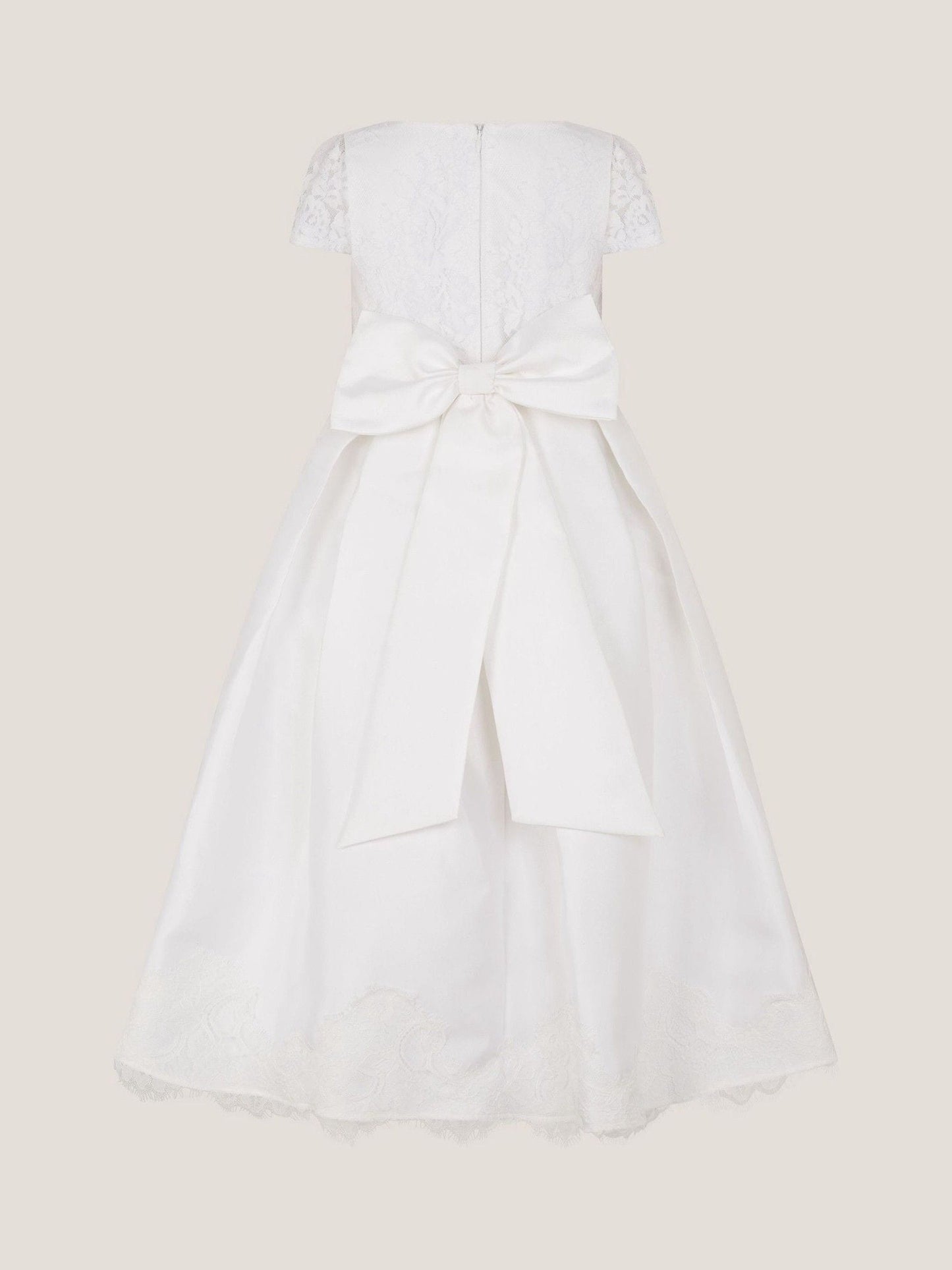 Monsoon White Communion Lola Bow Lace Trim Dress image 3