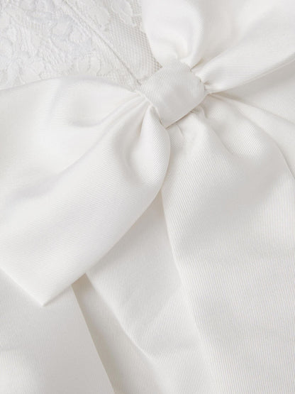 Monsoon White Communion Lola Bow Lace Trim Dress image 4