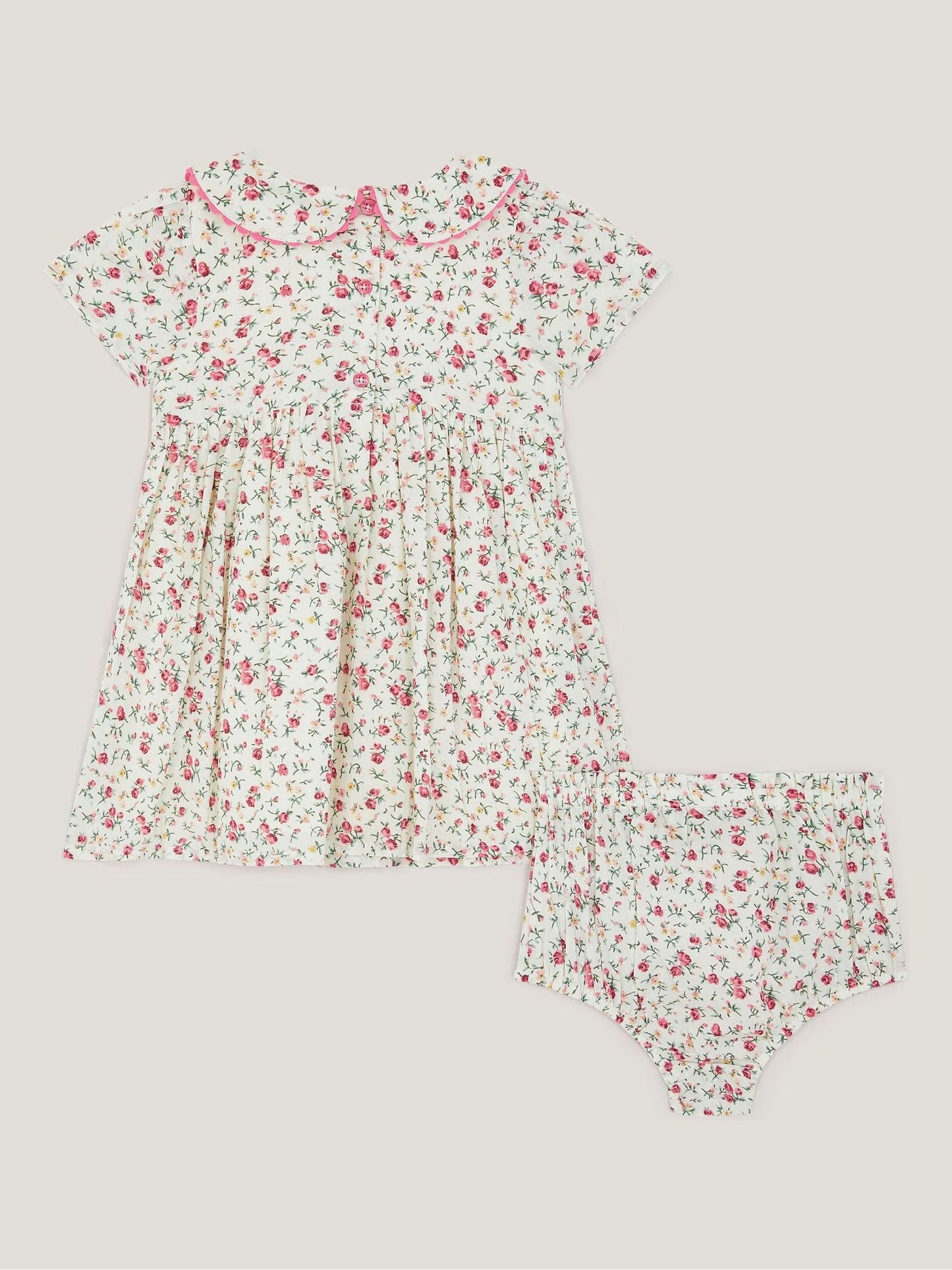 Monsoon Natural Baby Rose Smocked Dress & Briefs Set image 2