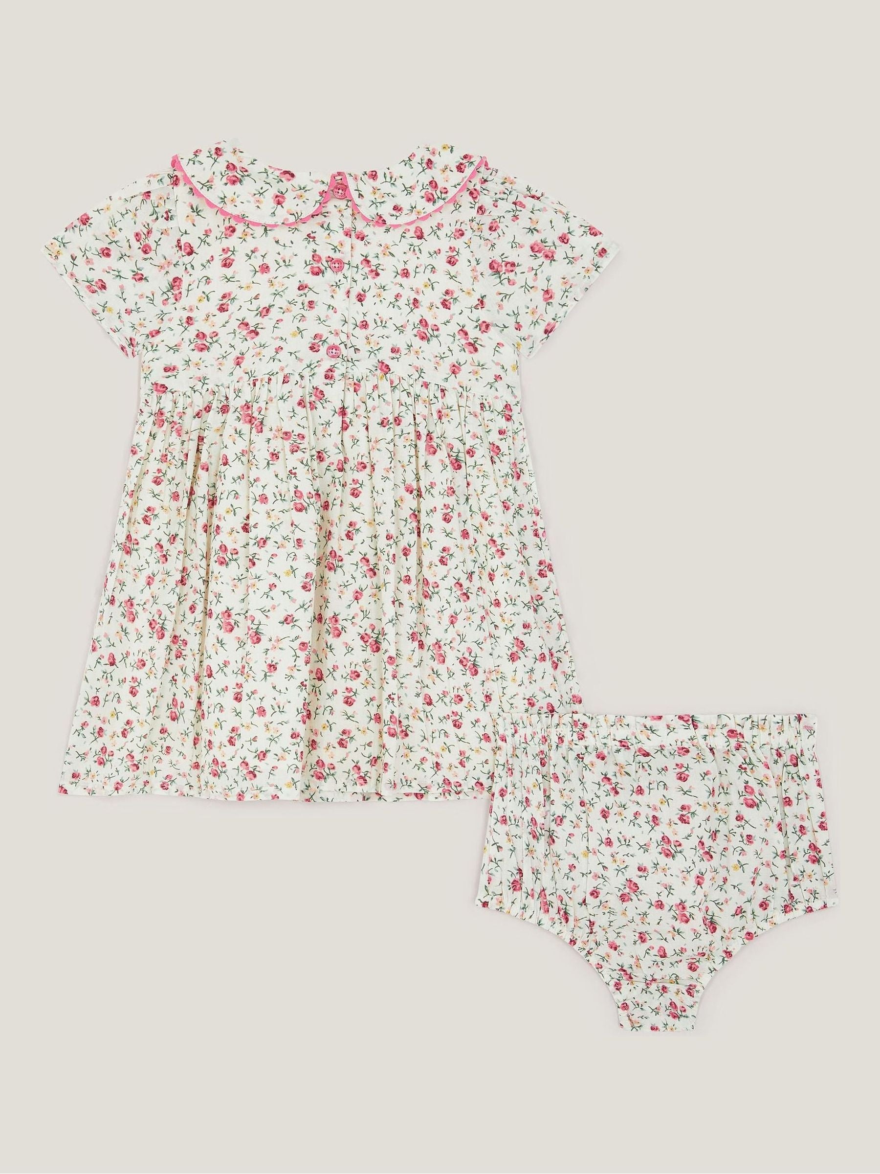 Monsoon Natural Baby Rose Smocked Dress & Briefs Set image 2