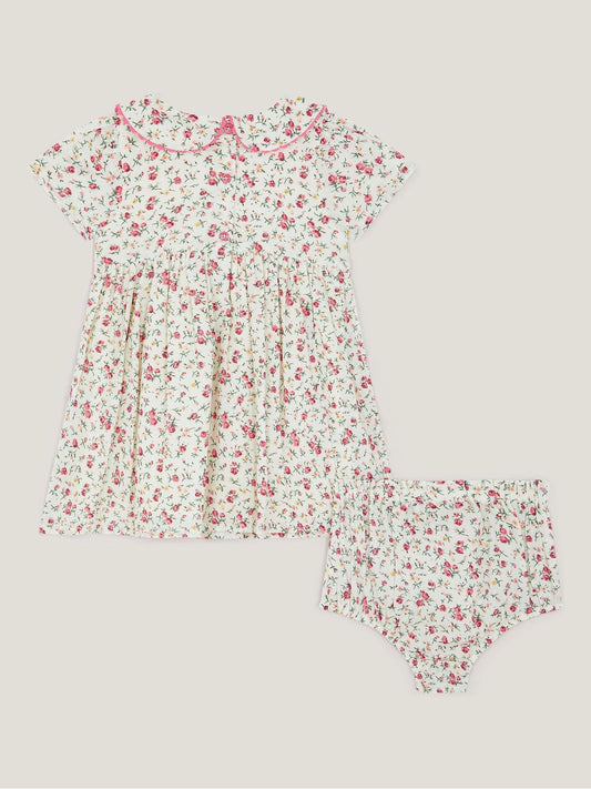 Monsoon Natural Baby Rose Smocked Dress & Briefs Set image 2