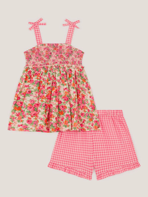 Monsoon Pink Baby Floral Print Top & Shorts Set image 1
