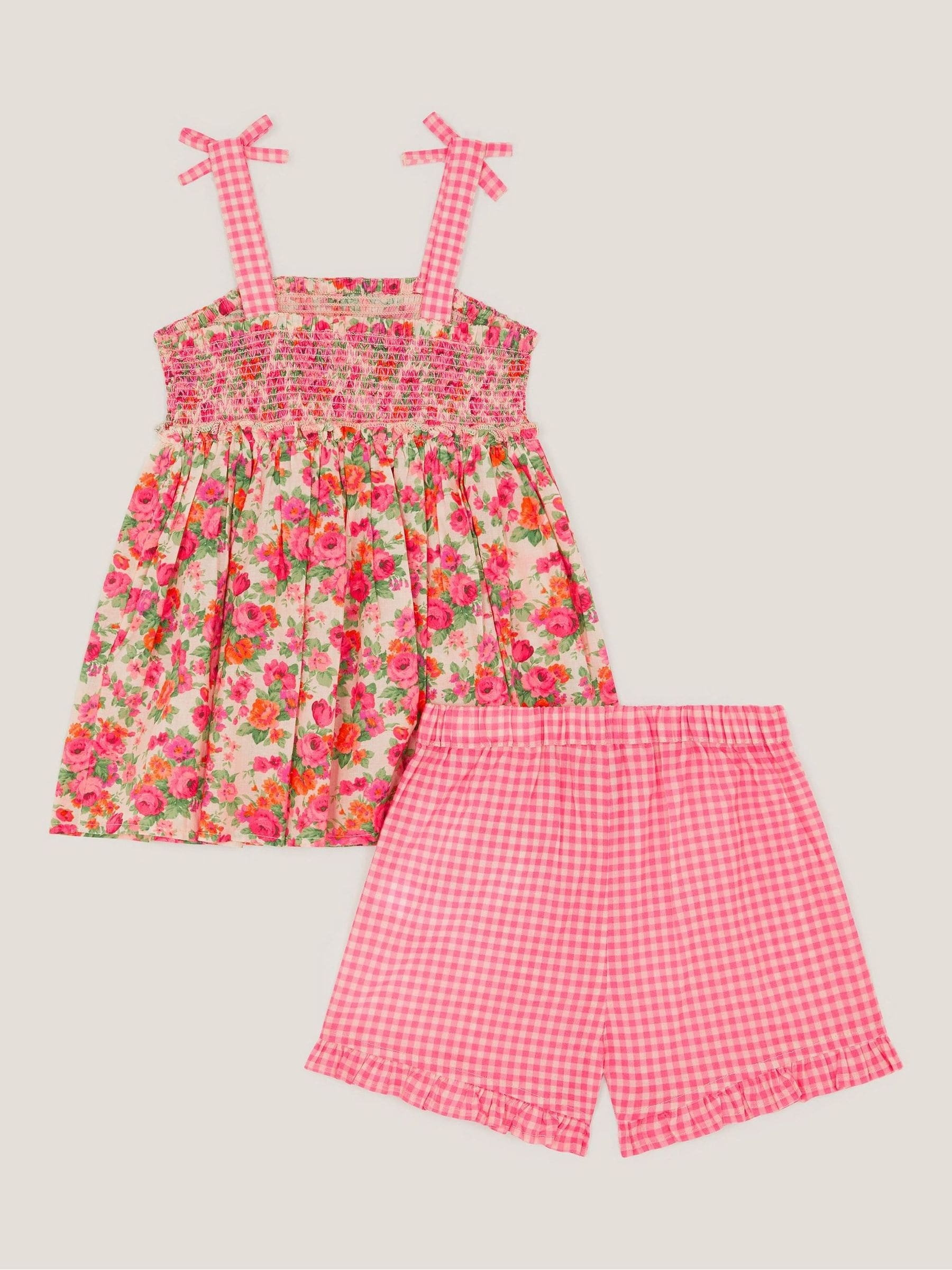 Monsoon Pink Baby Floral Print Top & Shorts Set image 2