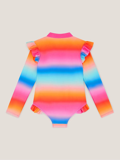 Monsoon Pink Rainbow UPF50+ Long Sleeve Swimsuit image 3