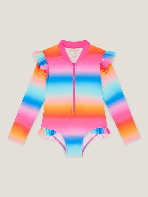 Monsoon Pink Rainbow UPF50+ Long Sleeve Swimsuit image 1