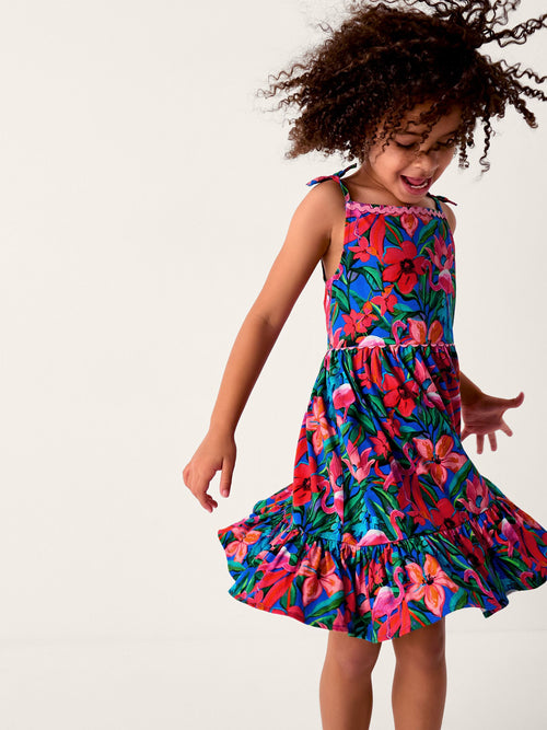 Monsoon Pink Tropical Print Jersey Beach Dress image 1