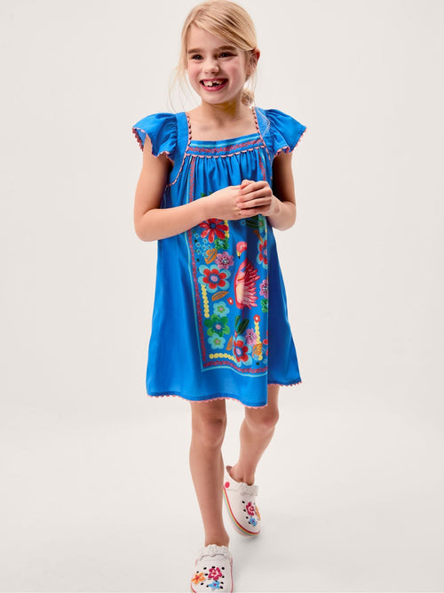 Monsoon Blue Flamingo Floral Print Beach Dress image 1