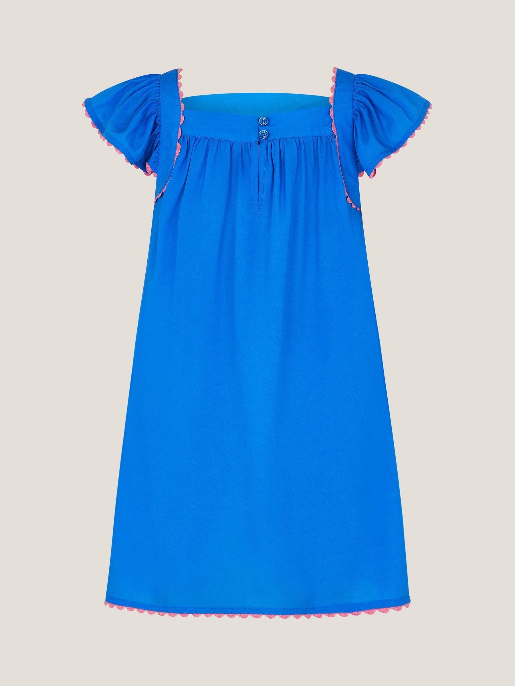 Monsoon Blue Flamingo Floral Print Beach Dress image 3