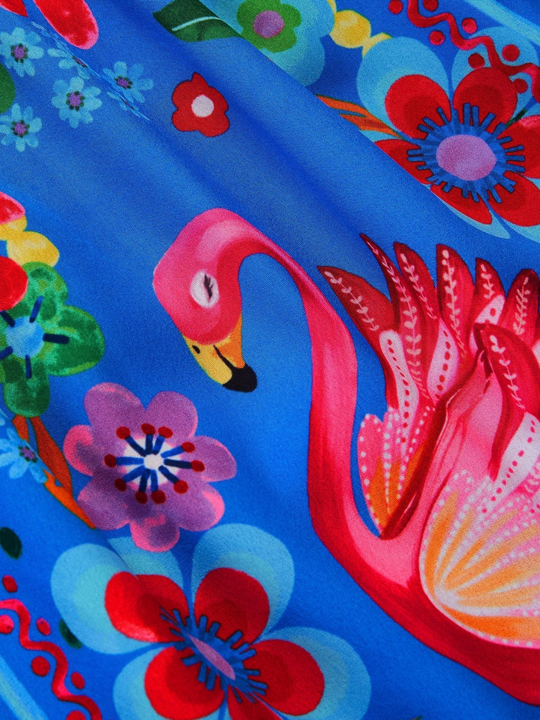 Monsoon Blue Flamingo Floral Print Beach Dress image 4