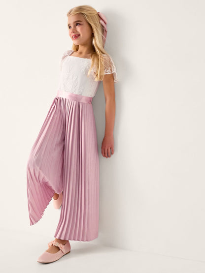 Dsiney Kidz - Monsoon Pale Pink Lace Pleated Jumpsuit image 1