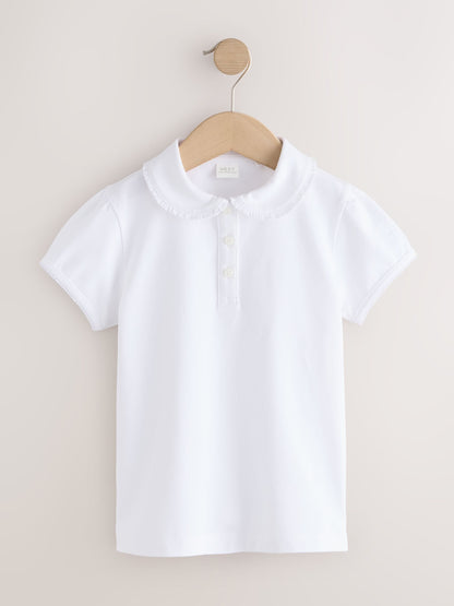 Dsiney Kidz - White Cotton Stretch Frill Collar School Polo Tops 3 Pack (3-14yrs) image 2