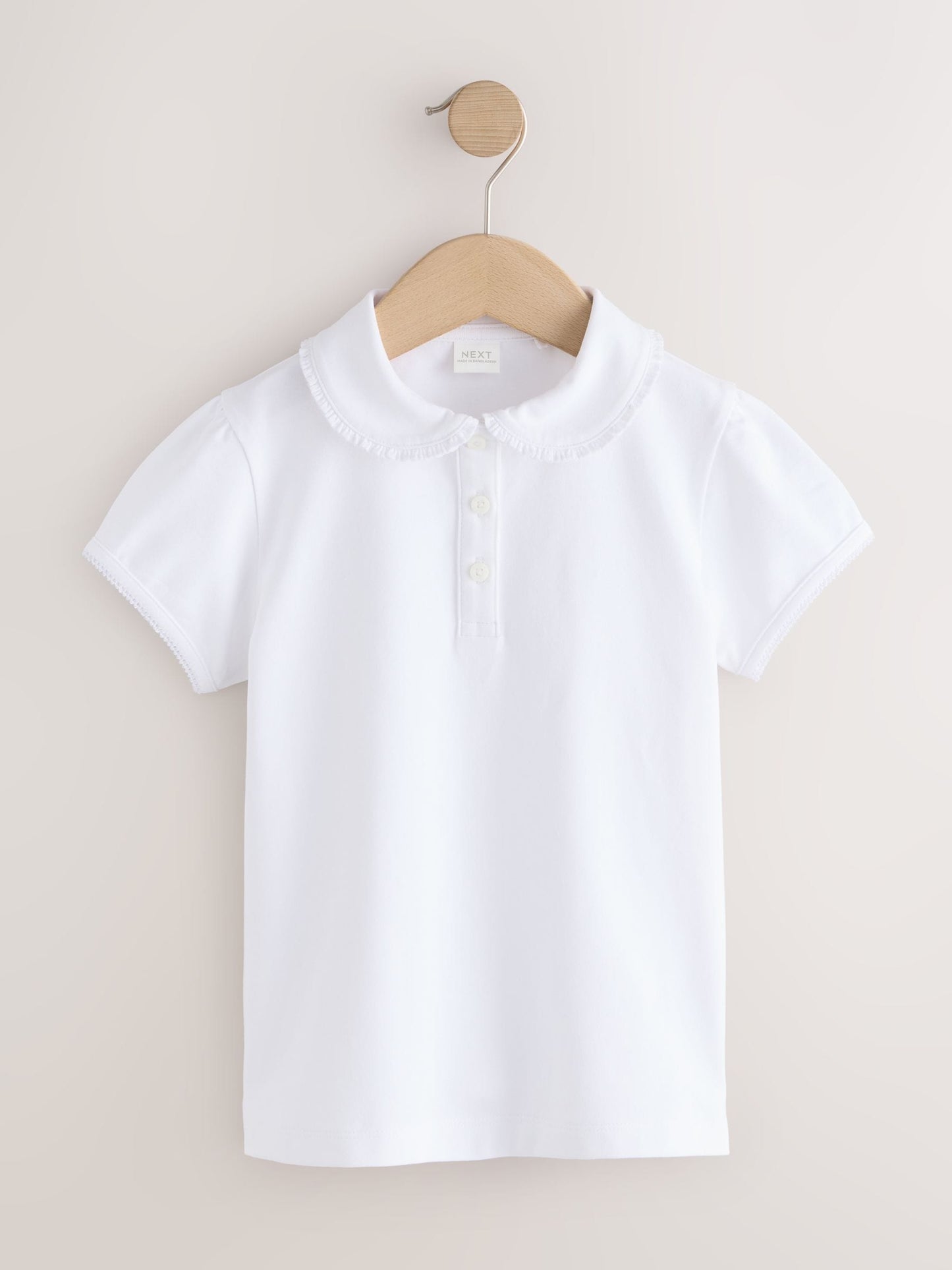 Dsiney Kidz - White Cotton Stretch Frill Collar School Polo Tops 3 Pack (3-14yrs) image 4