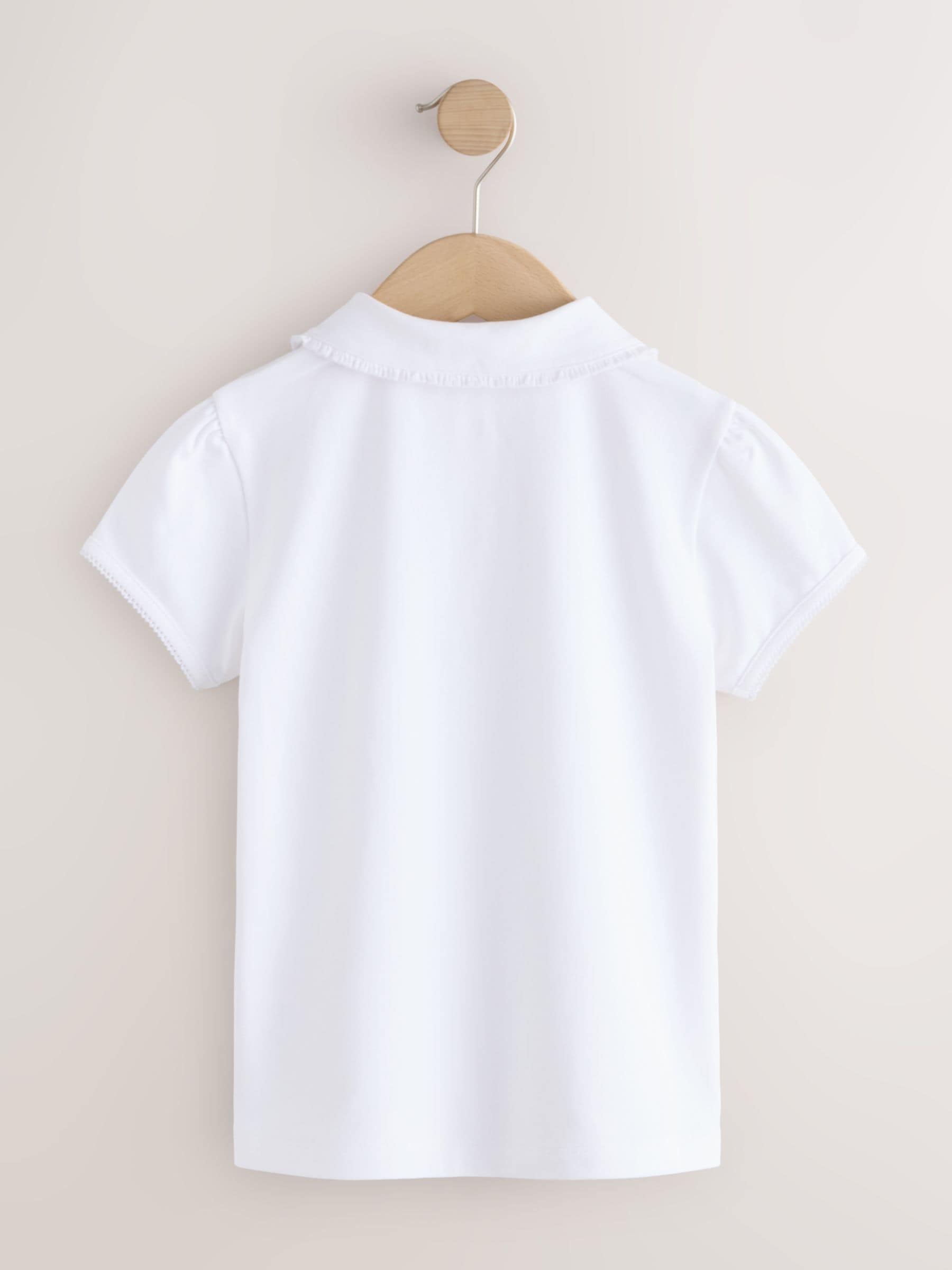 Dsiney Kidz - White Cotton Stretch Frill Collar School Polo Tops 3 Pack (3-14yrs) image 5