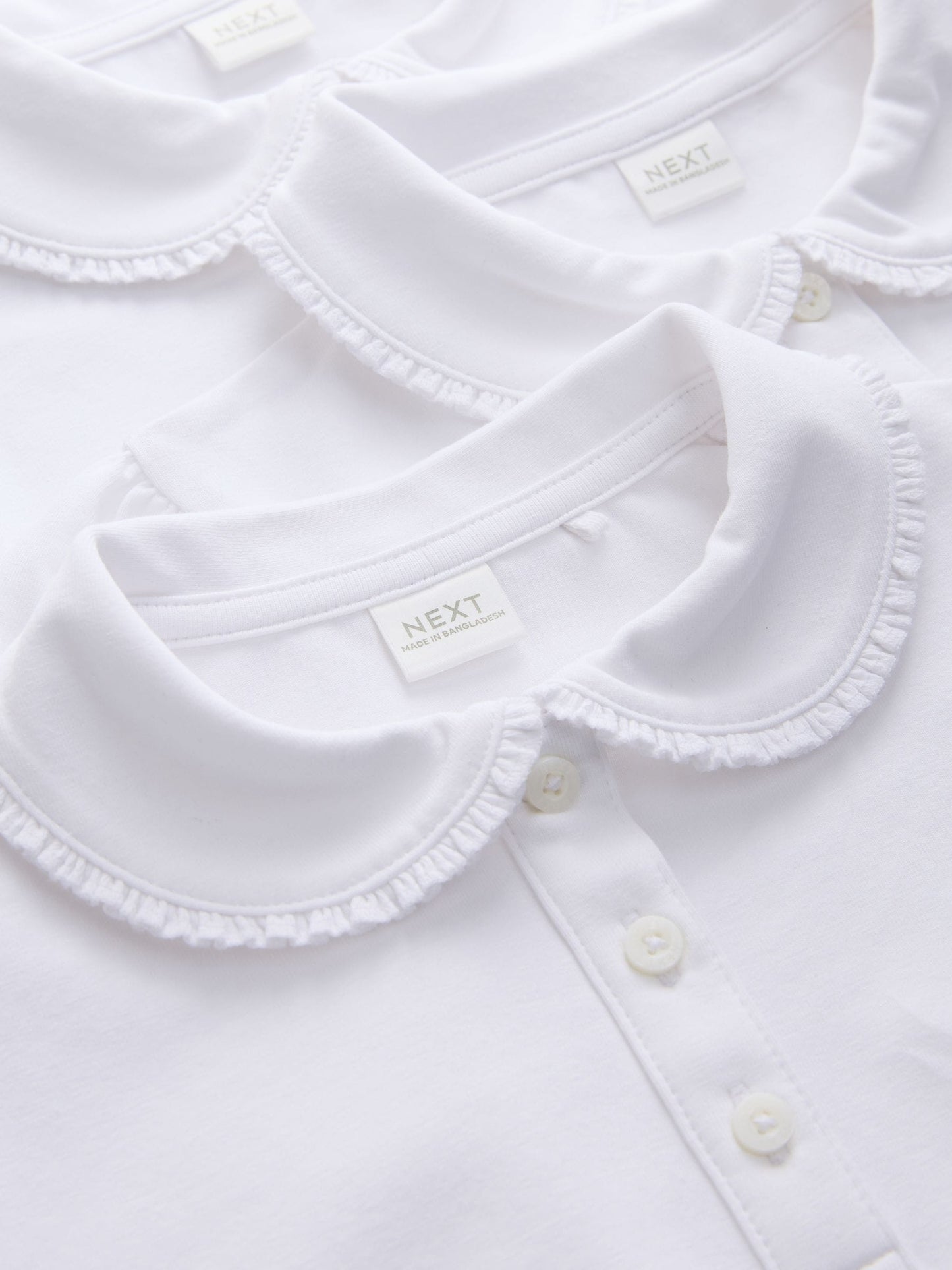 Dsiney Kidz - White Cotton Stretch Frill Collar School Polo Tops 3 Pack (3-14yrs) image 6