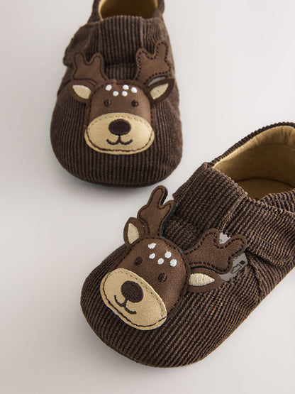 Dsiney Kidz - Brown Reindeer Touch Fastening Baby Shoes (0-2mths) image 3
