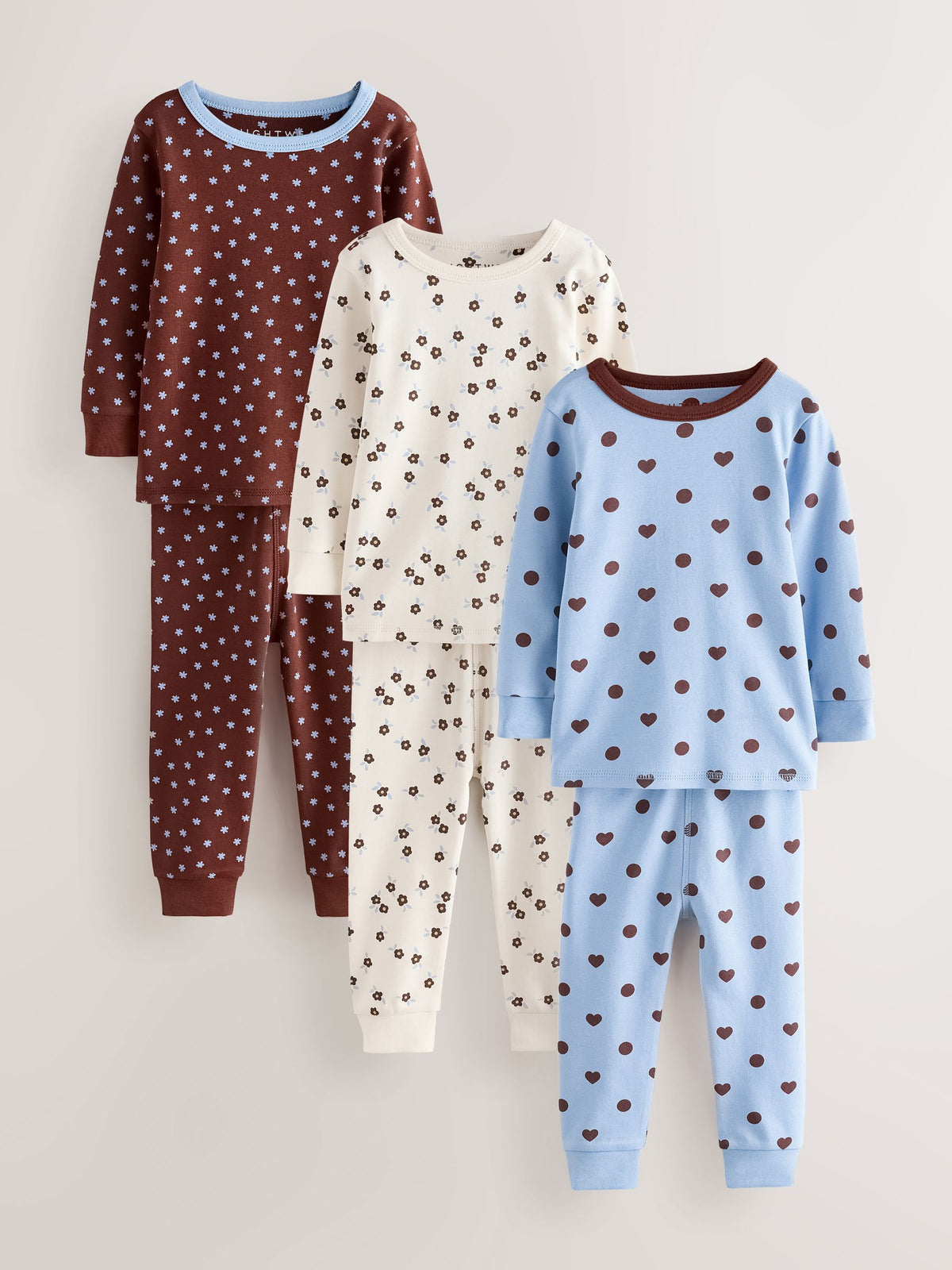 Blue/Brown Snuggle Pyjamas 3 Pack (9mths-12yrs) - image 1