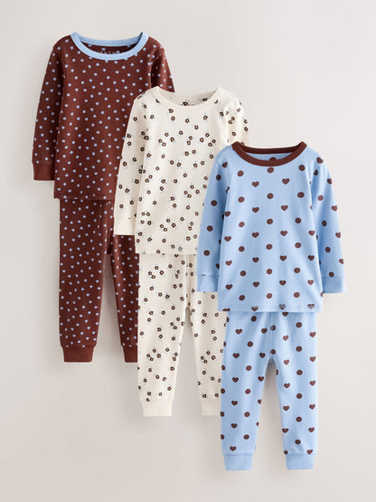 Blue/Brown Snuggle Pyjamas 3 Pack (9mths-12yrs) - image 1