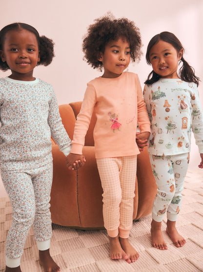 Ecru/Peach Snuggle Pyjamas 3 Pack (9mths-12yrs) - image 3