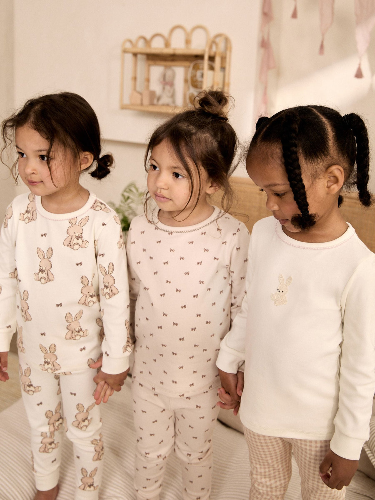 Neutral Bunny Print Snuggle Pyjamas 3 Pack (9mths-12yrs) - image 1