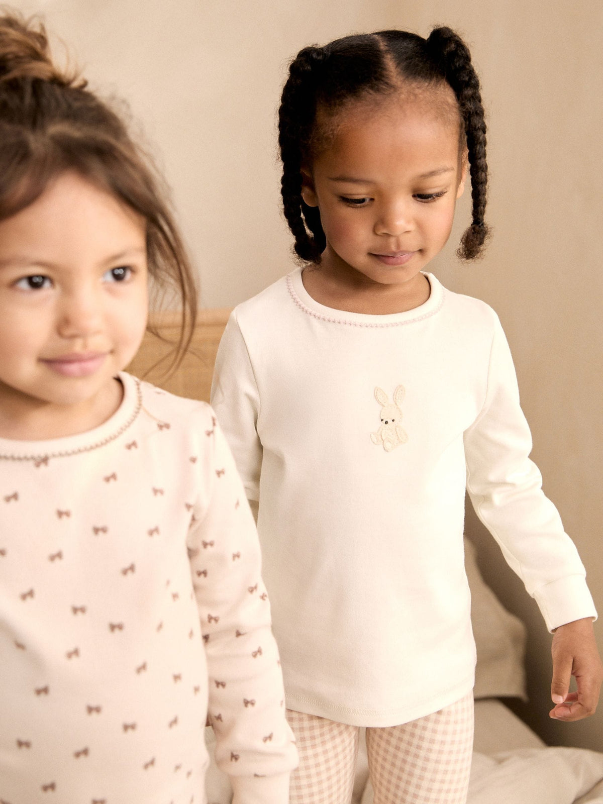 Neutral Bunny Print Snuggle Pyjamas 3 Pack (9mths-12yrs) - image 3