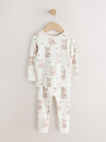 Neutral Bunny Print Snuggle Pyjamas 3 Pack (9mths-12yrs) - image 8