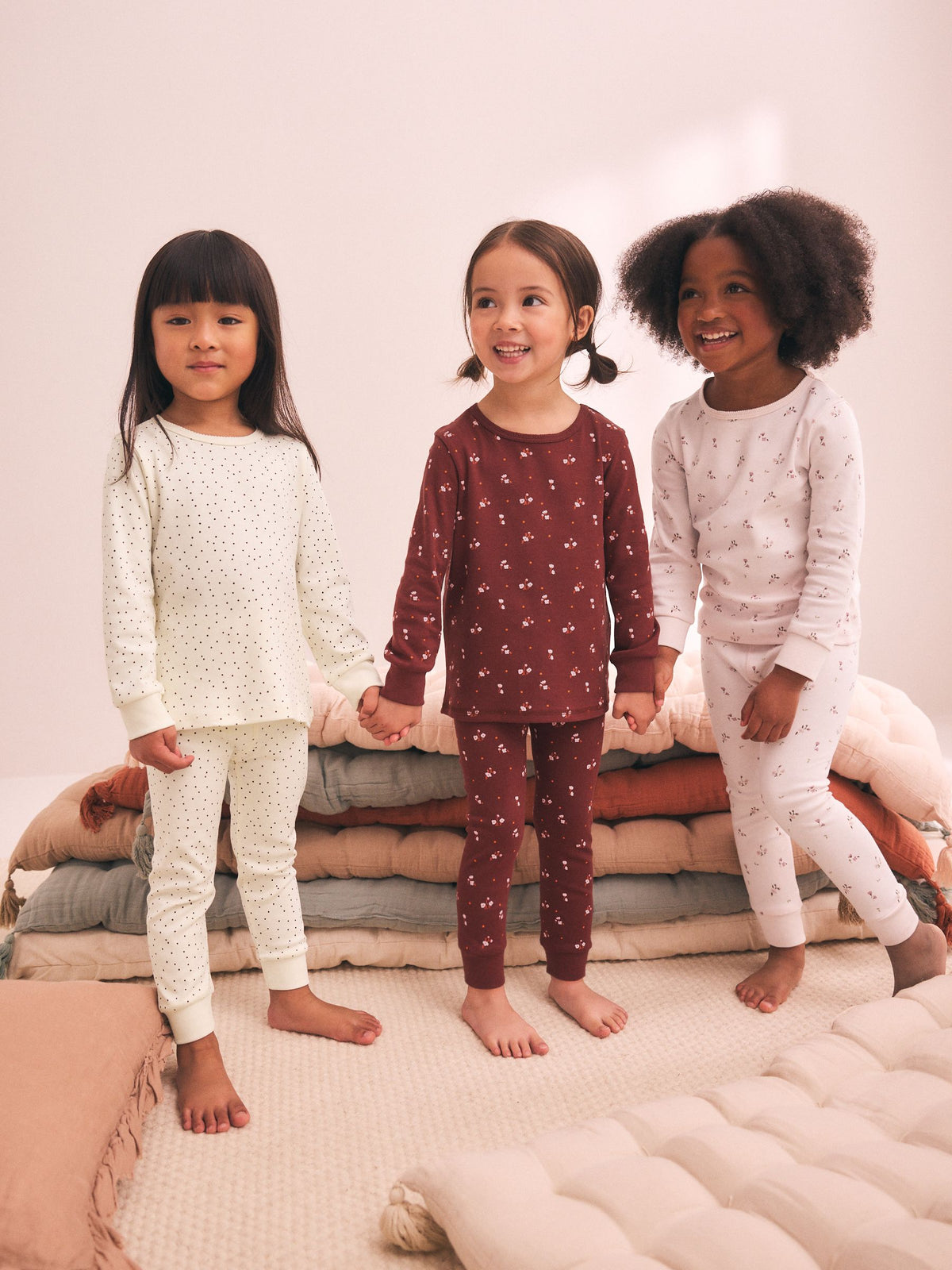 Pink/Brown Ditsy Print Snuggle Pyjamas 3 Pack (9mths-12yrs) - image 1