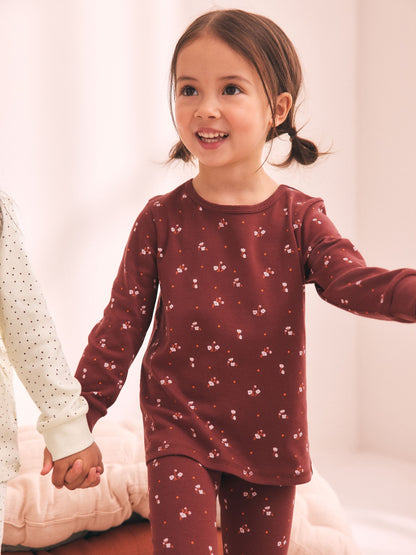 Pink/Brown Ditsy Print Snuggle Pyjamas 3 Pack (9mths-12yrs) - image 4
