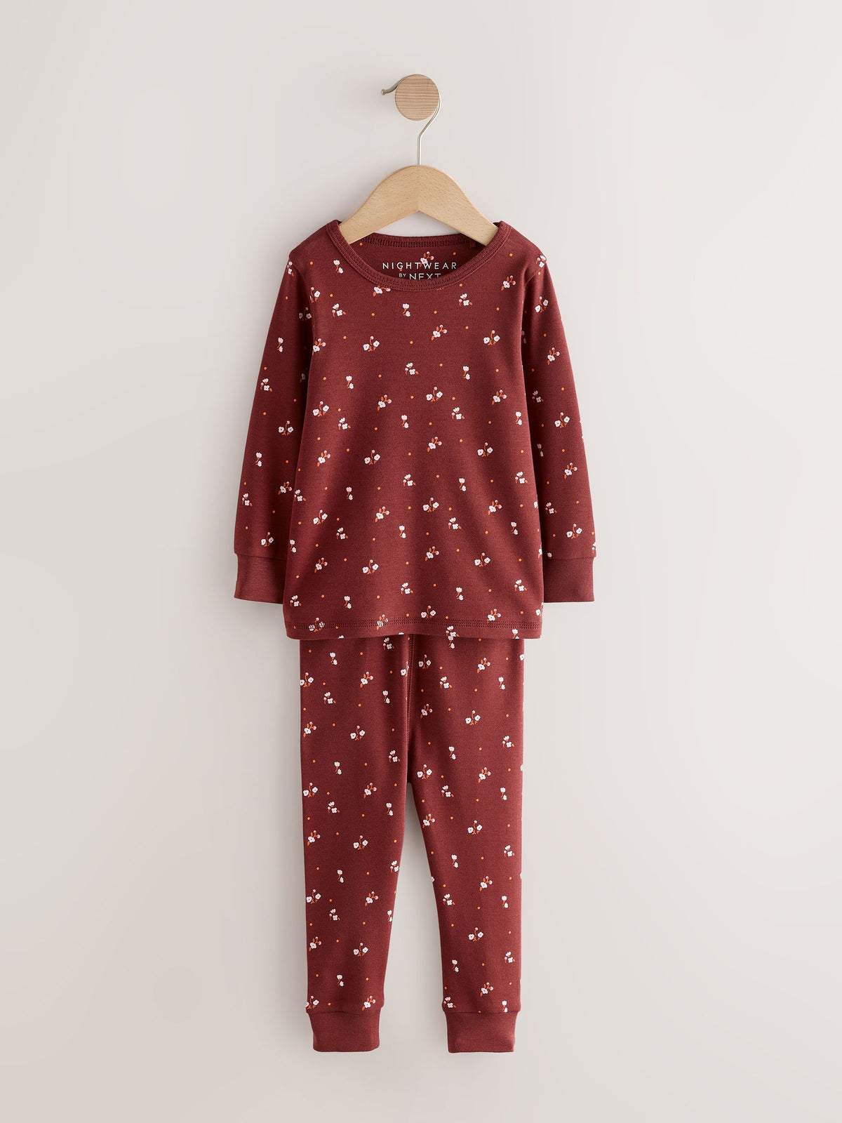 Pink/Brown Ditsy Print Snuggle Pyjamas 3 Pack (9mths-12yrs) - image 6