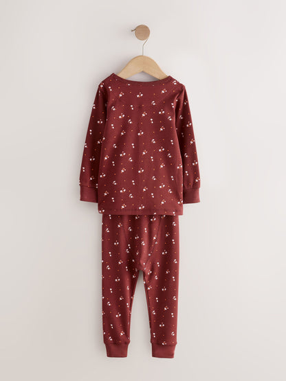 Pink/Brown Ditsy Print Snuggle Pyjamas 3 Pack (9mths-12yrs) - image 7