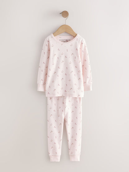 Pink/Brown Ditsy Print Snuggle Pyjamas 3 Pack (9mths-12yrs) - image 8