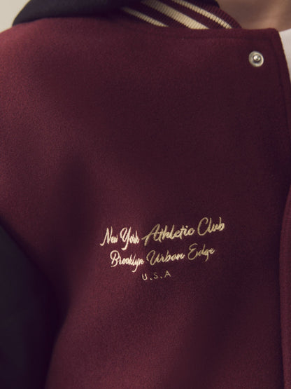 Burgundy Red Varsity Faux Leather Hooded Jacket (6-16yrs) - image 5