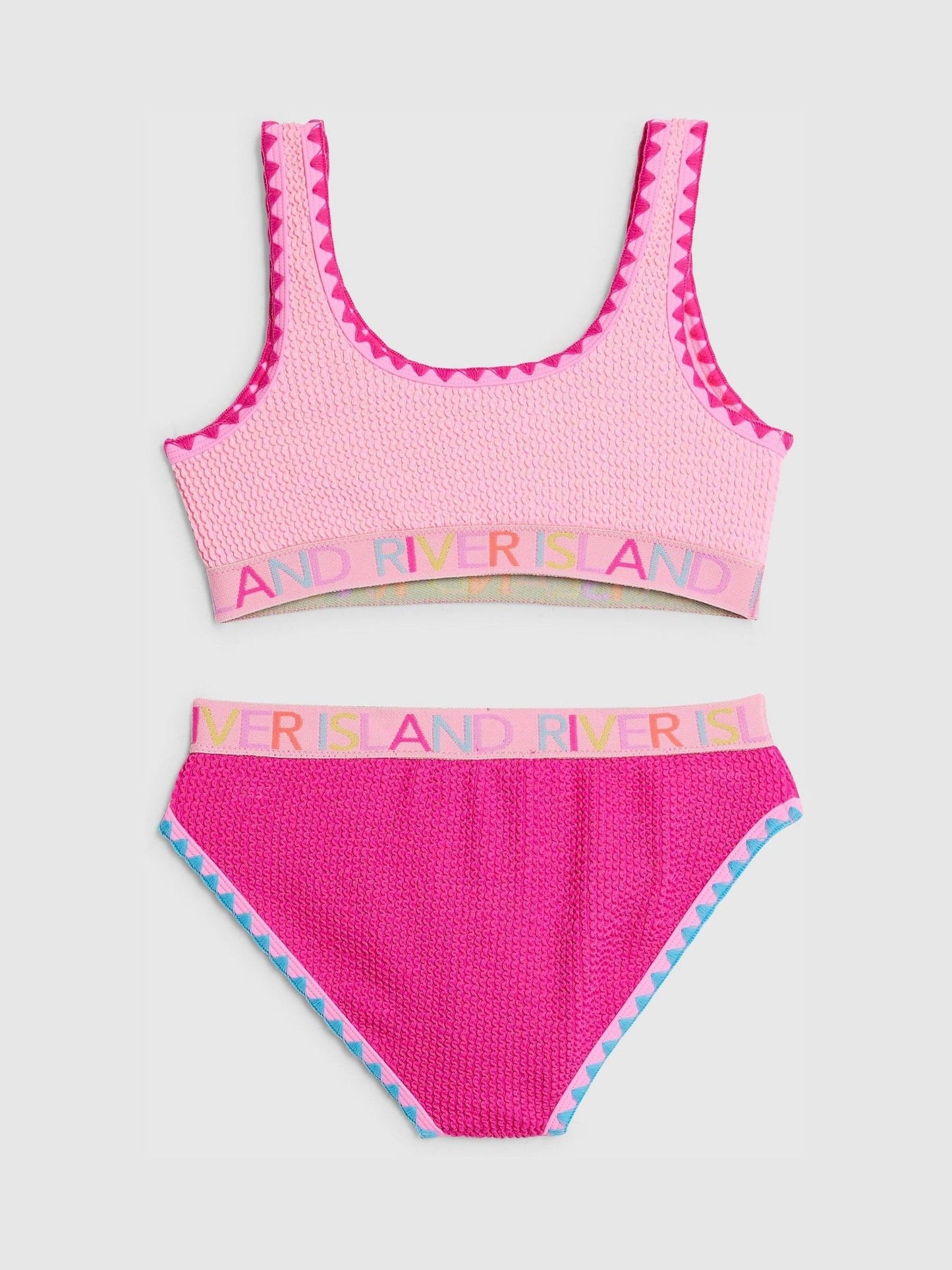 Dsiney Kidz - River Island Pink Logo Textured Whipstitch Bikini image 2