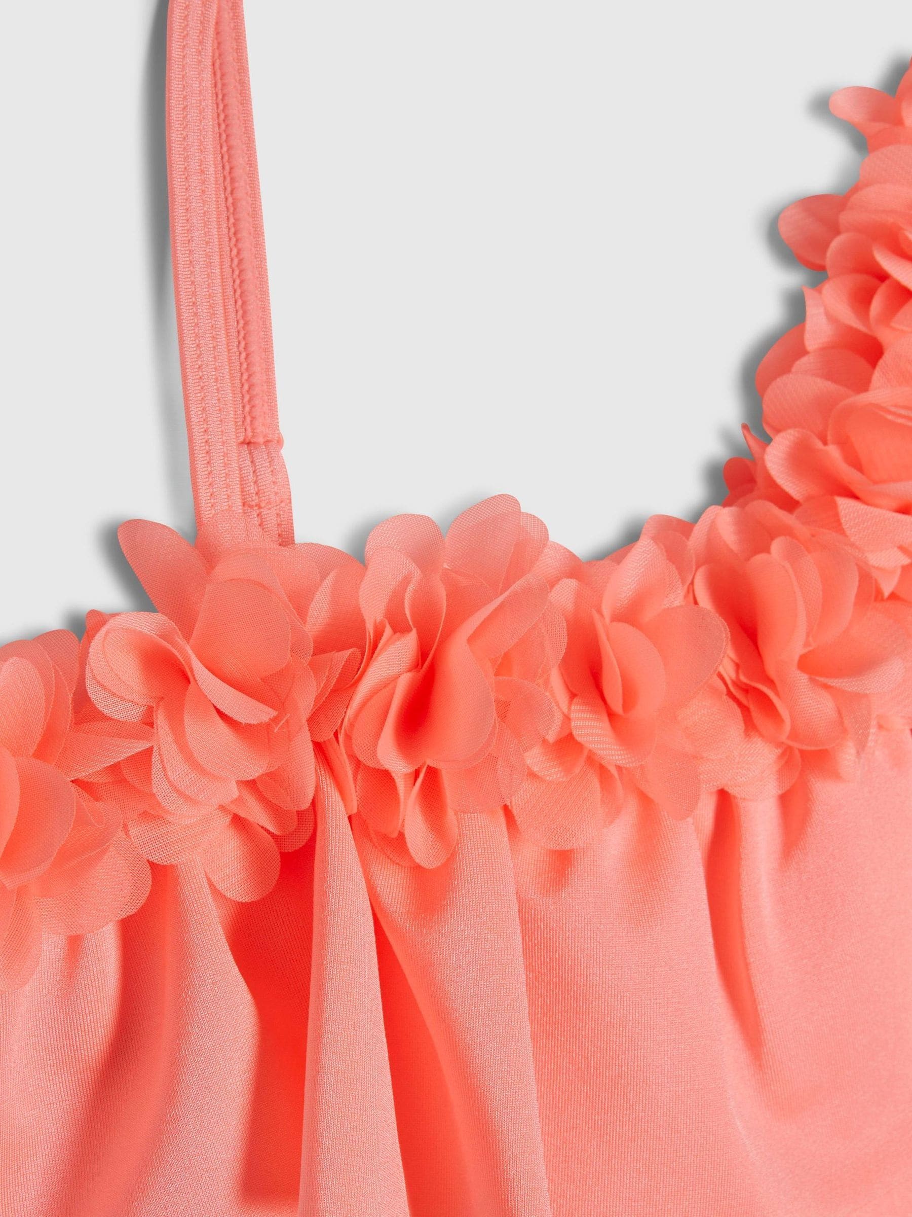 Dsiney Kidz - River Island Orange 3D Flower Asymmetric Swimsuit image 4