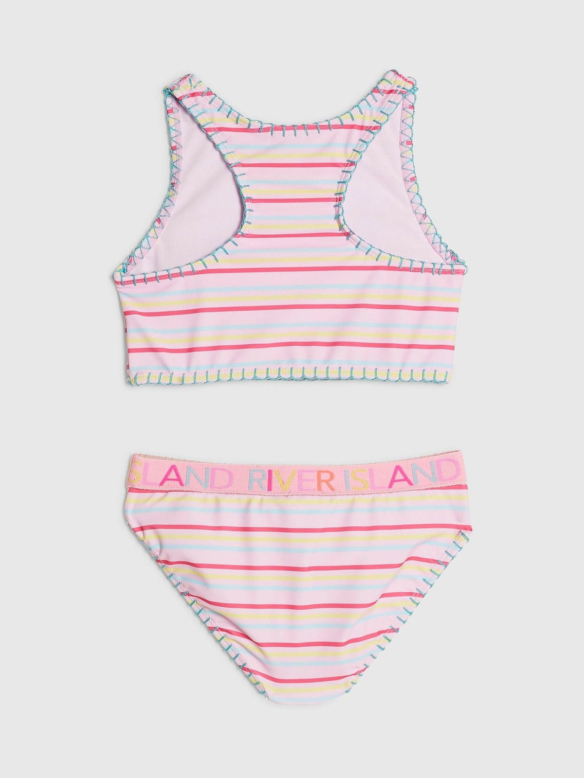 Dsiney Kidz - River Island Pink Orchid Logo Stripe Bikini image 2