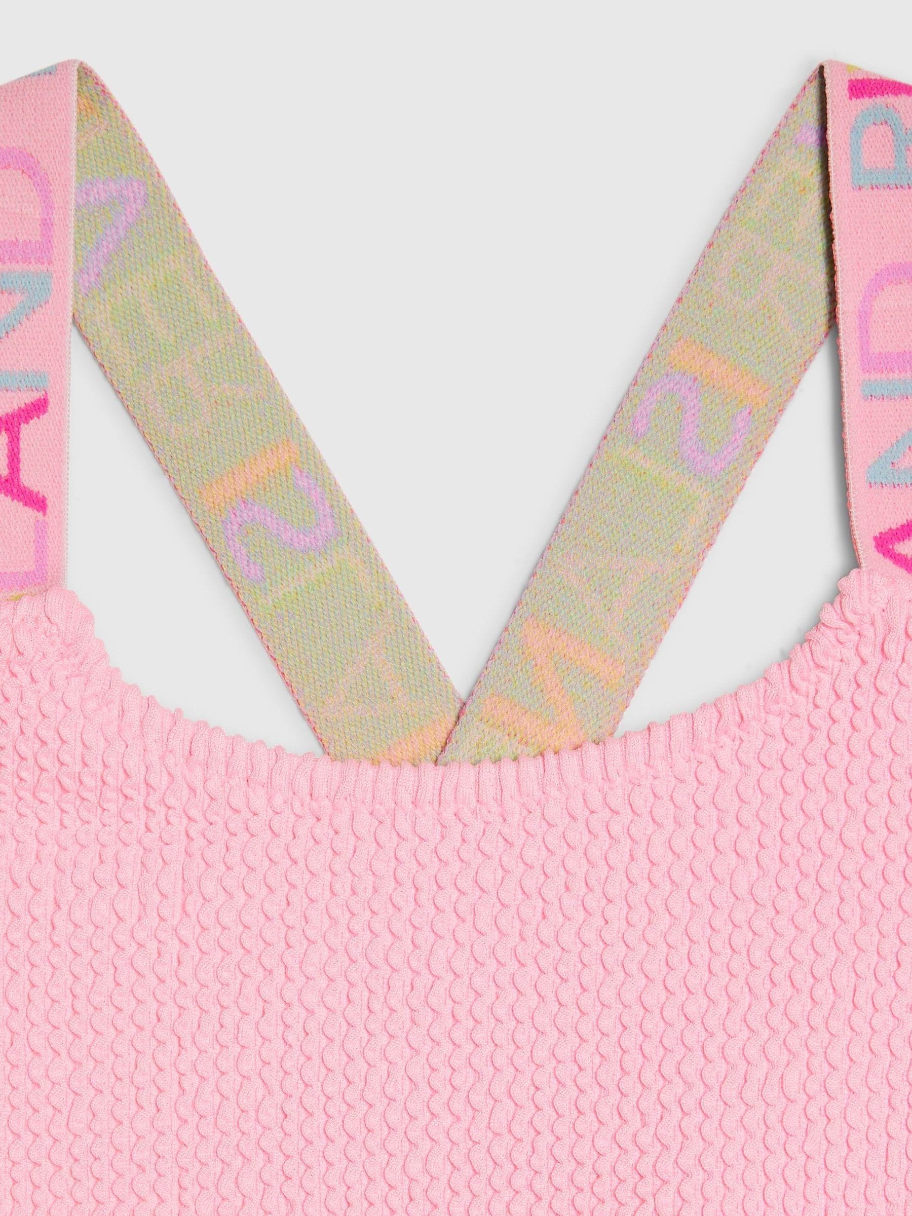 Dsiney Kidz - River Island Pink/Orange Colour Block Textured Logo Swimsuit image 3