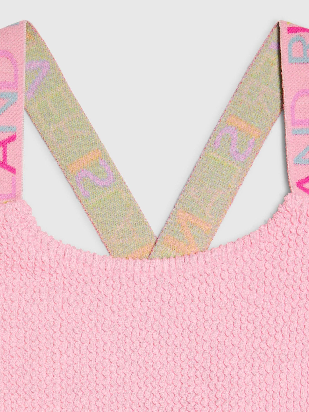 Dsiney Kidz - River Island Pink/Orange Colour Block Textured Logo Swimsuit image 3