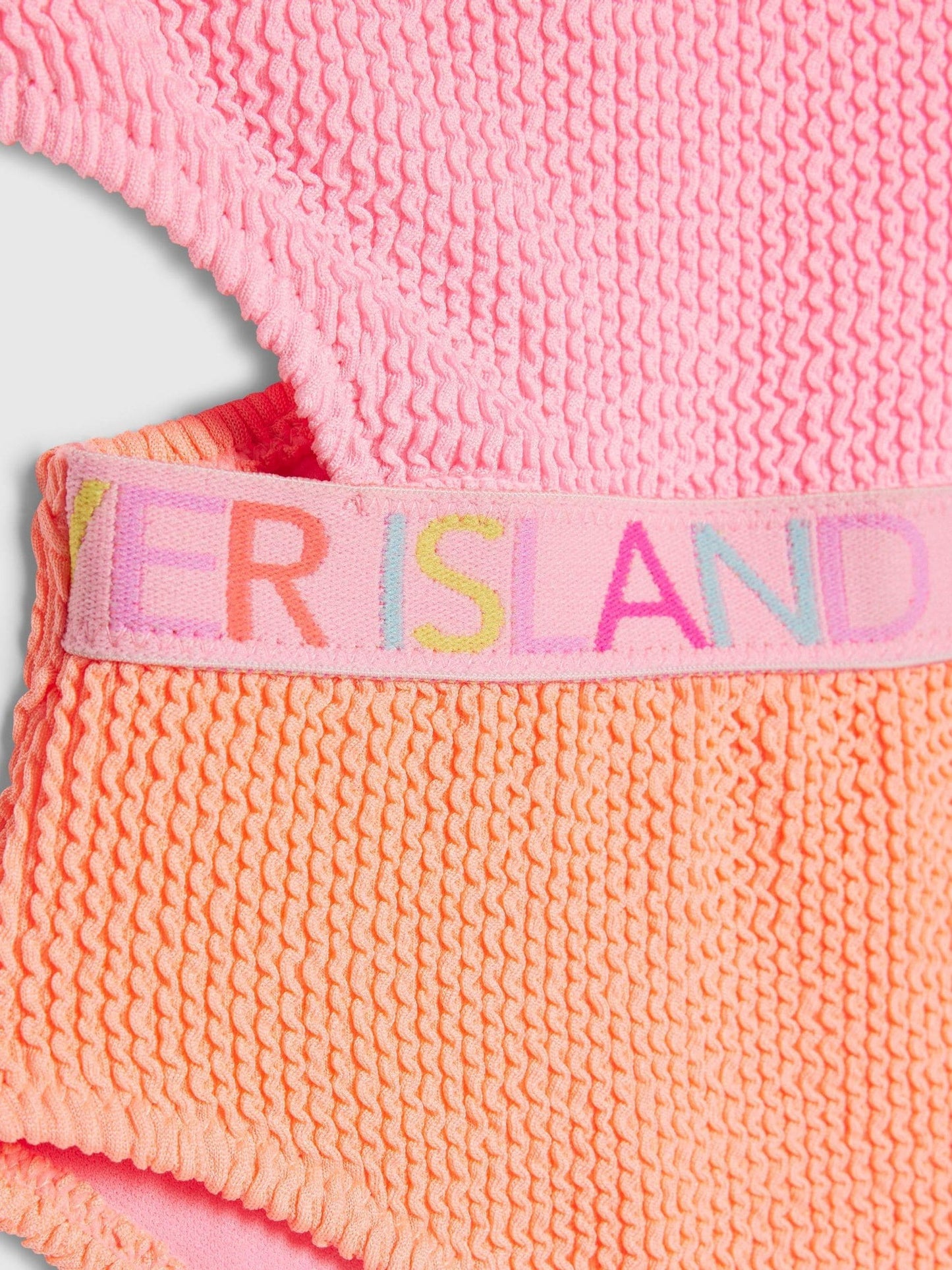 Dsiney Kidz - River Island Pink/Orange Colour Block Textured Logo Swimsuit image 4