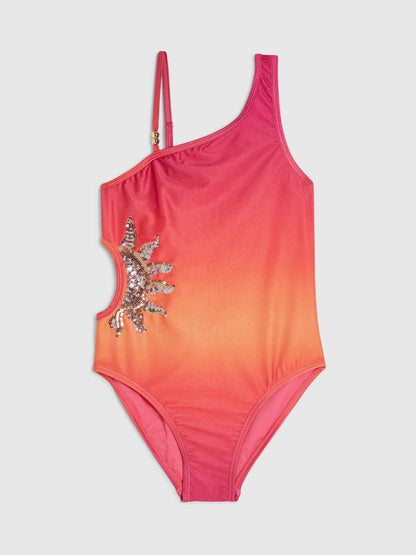 Dsiney Kidz - River Island Orange Ombre Sequin Sun Swimsuit image 1