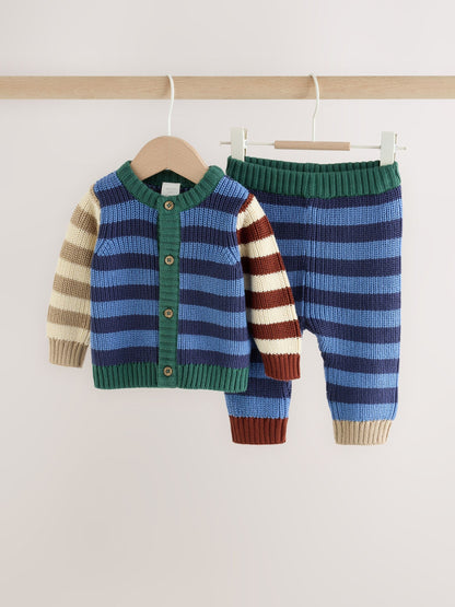 Dsiney Kidz - Blue Stripe Knitted Cardigan and Legging Baby Set (0mths-2yrs) image 1