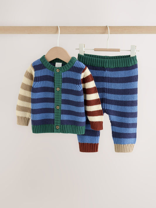 Dsiney Kidz - Blue Stripe Knitted Cardigan and Legging Baby Set (0mths-2yrs) image 1