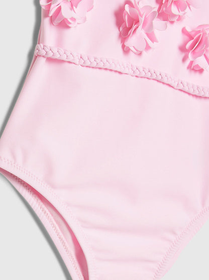 River Island Pink 3D Flower Swimsuit image 3