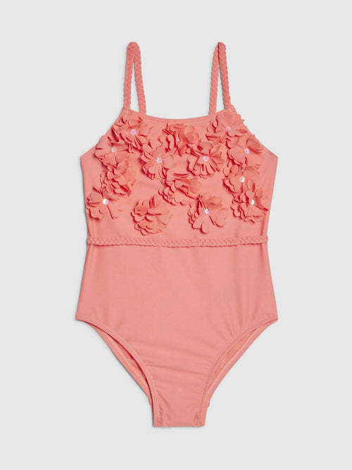 Dsiney Kidz - River Island Coral Pink 3D Flower Swimsuit image 1