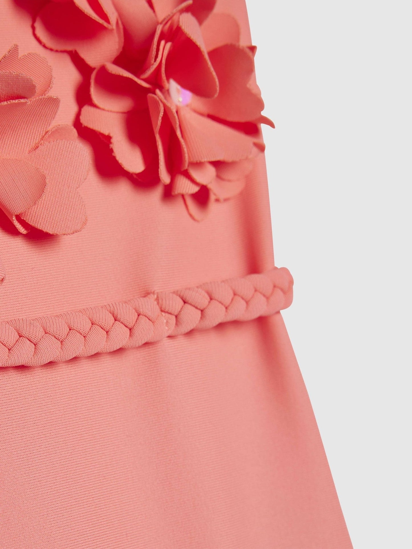 River Island Coral Pink 3D Flower Swimsuit image 3