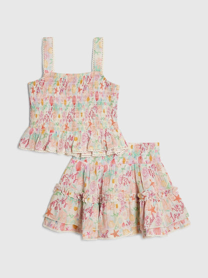 River Island White Under the Sea Crinkle Top & Rara Set image 1