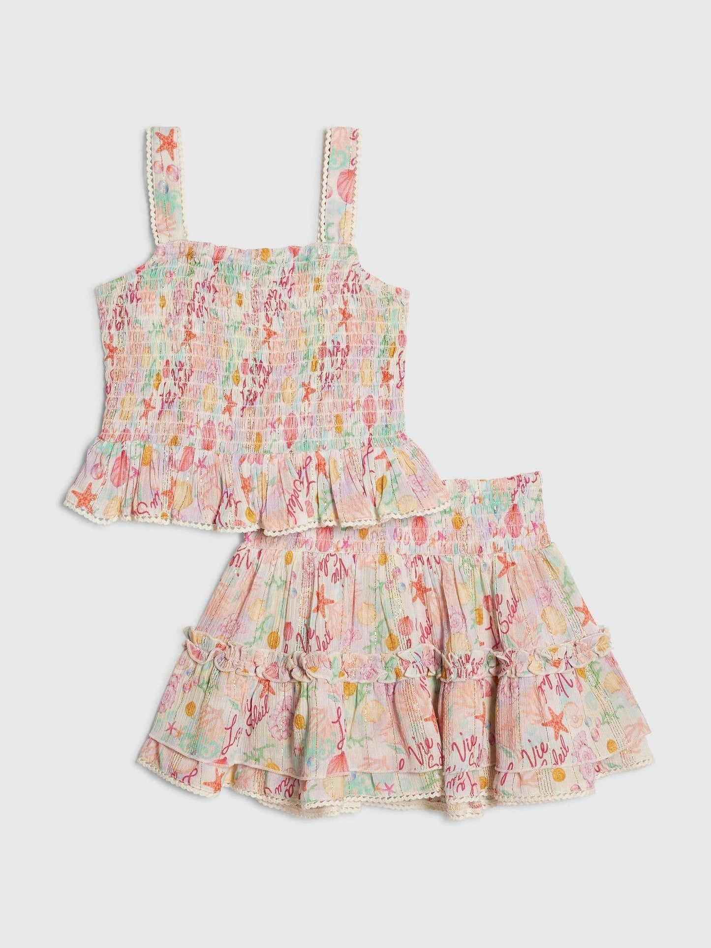 River Island White Under the Sea Crinkle Top & Rara Set image 2