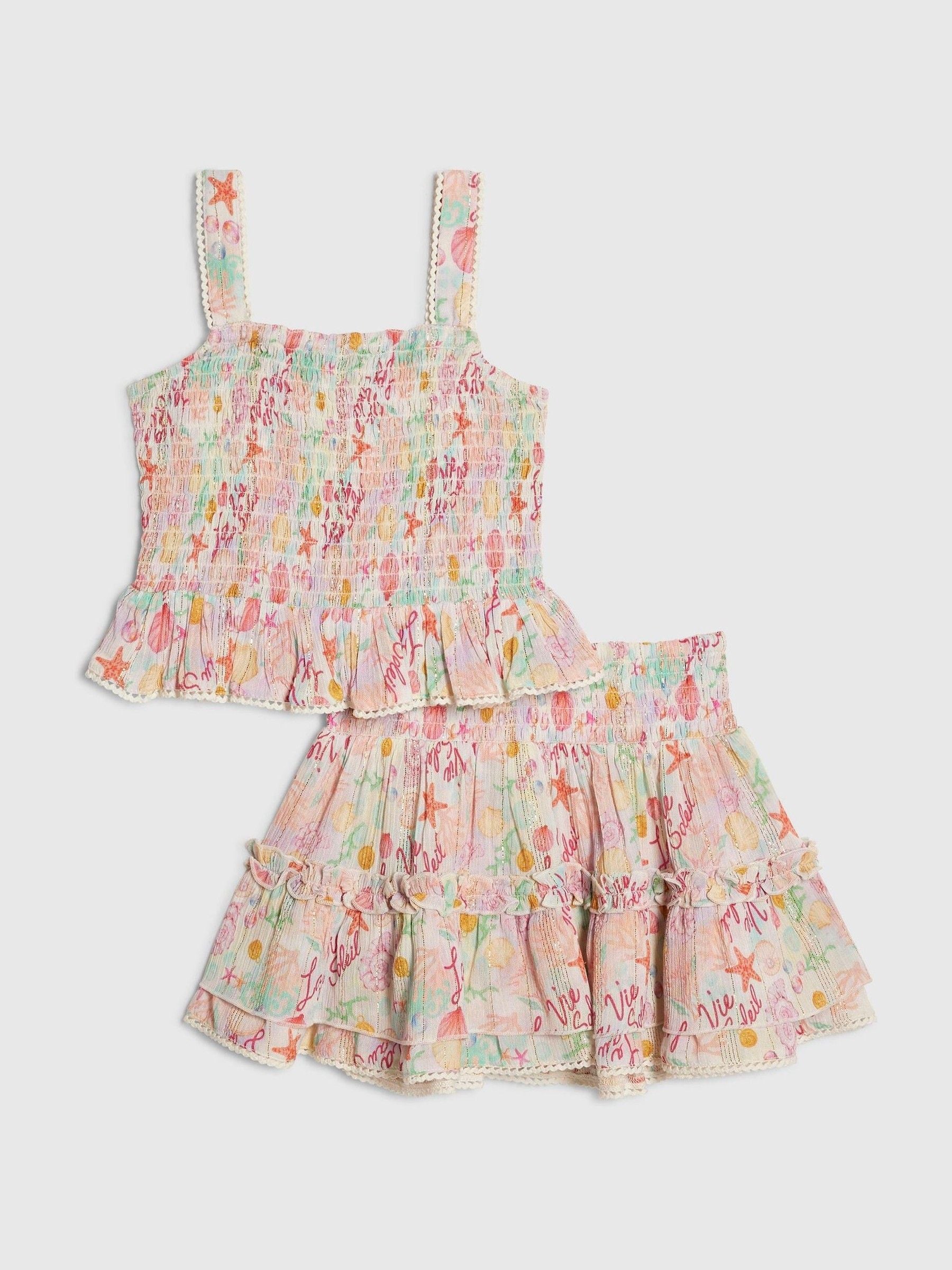 River Island White Under the Sea Crinkle Top & Rara Set image 2
